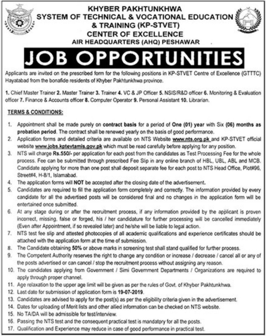 System Of Technical And Vocational Education And Training KPK STVET Jobs Via NTS