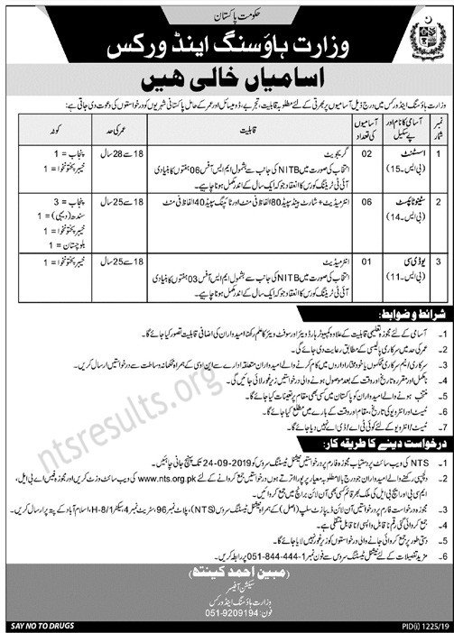 Ministry of Housing Works MOHW Jobs NTS Test Answer Keys Result