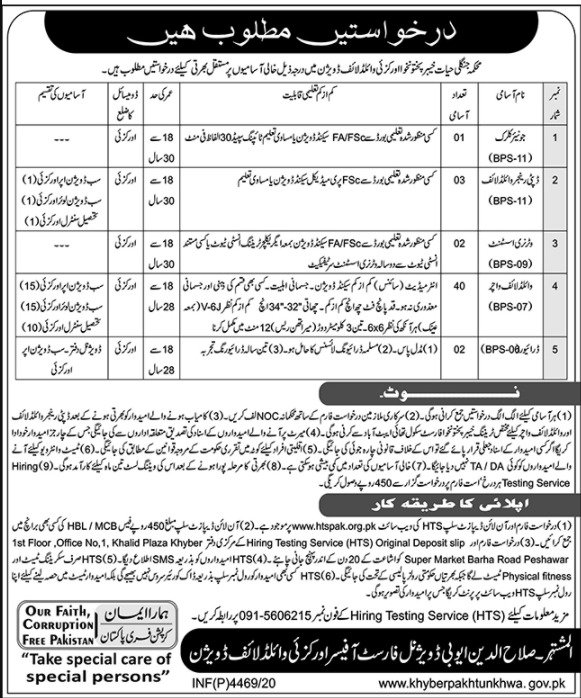 Divisional Forest Officer Orakzai Wildlife Division Jobs HTS Roll No Slip