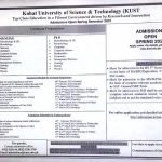KUST Kohat Admissions MPhil PhD Spring 2021 NTS Result Merit List Answer Keys