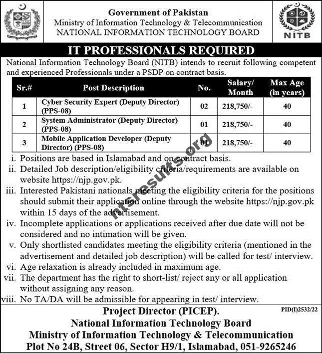 Govt Jobs Pakistan Today At Ministry of Telecommunication