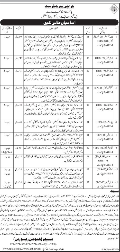New Govt Jobs Karachi Today For Chief Officer Dredger Captain Electrical Engineer Mechanical Engineer 
